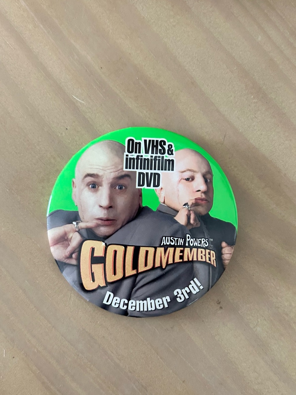 Austin Powers Goldmember Dr Evil Mini Me Promo Pin Button Y2K